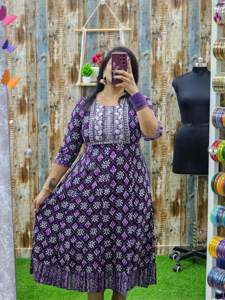 Purple abstract Anarkali abak89