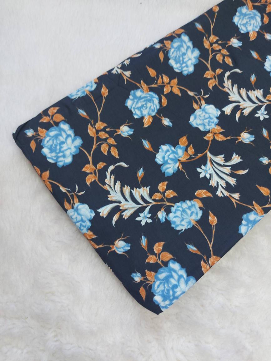 Dark Blue Floral Print