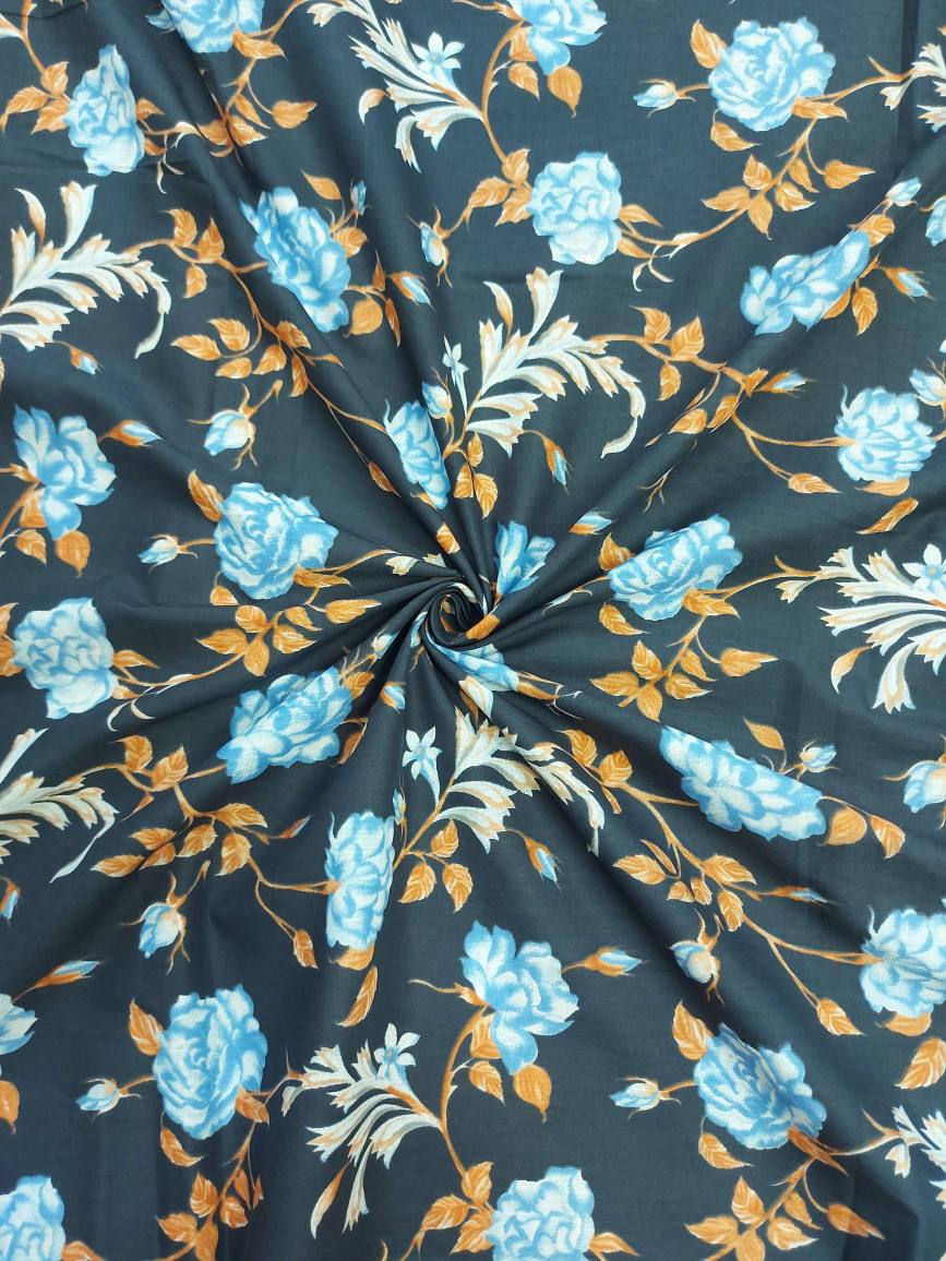 Dark Blue Floral Print