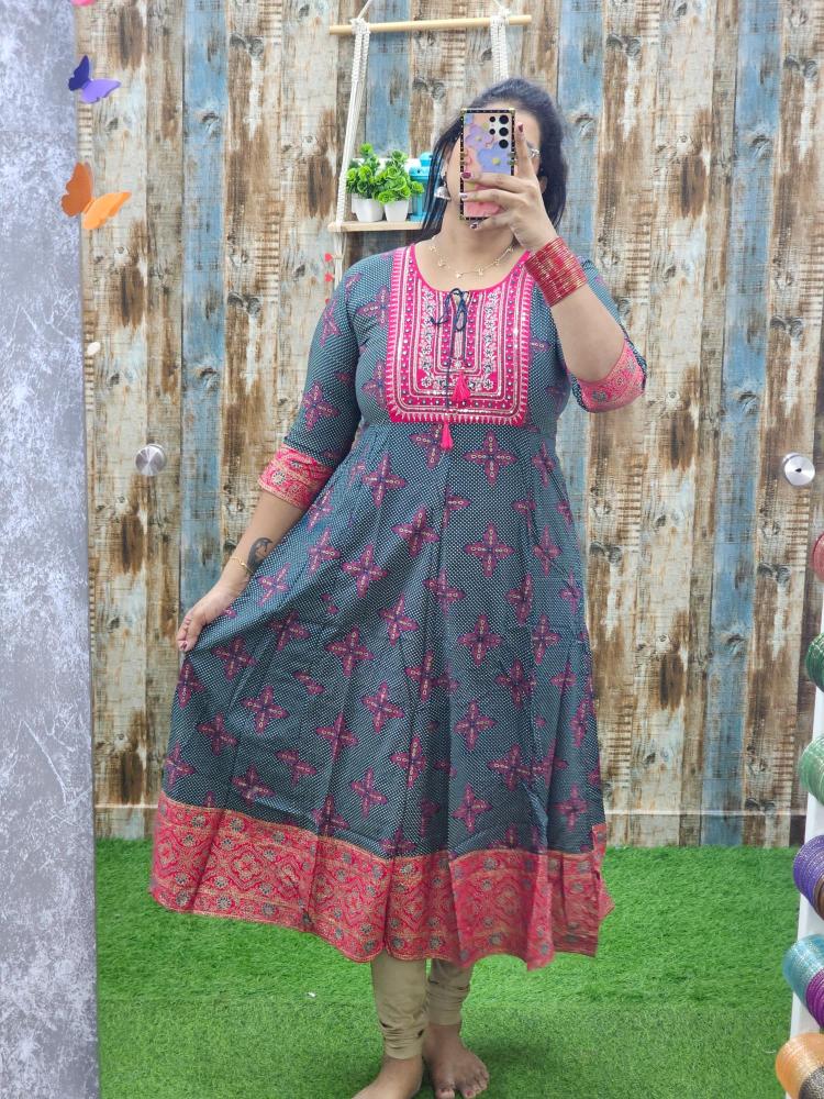 Grey and Pink Anarkali abak6