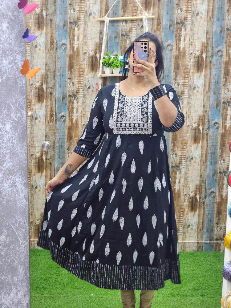 Black and White Anarkali ABAK4