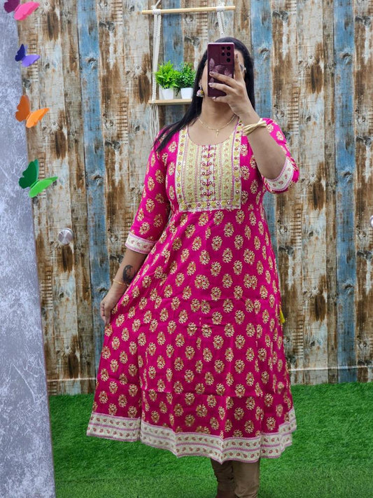 Pink and Yellow Anarkali abak64