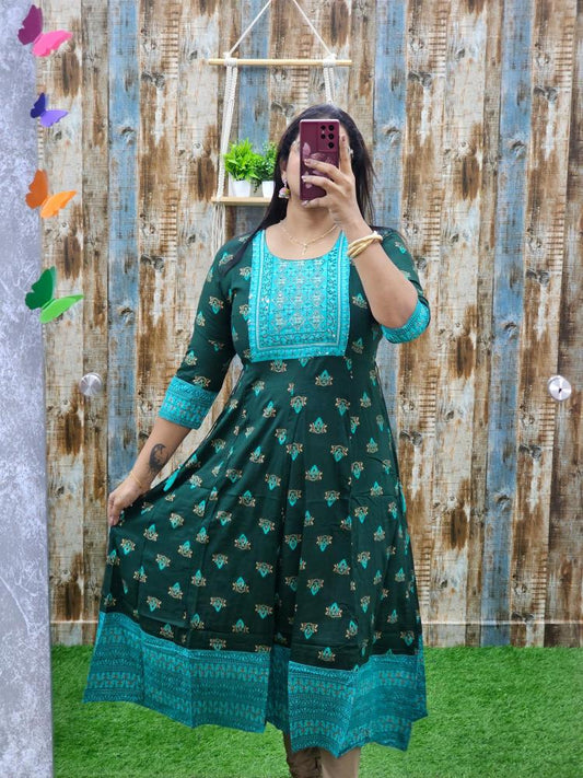 Green Base Anarkali abak93