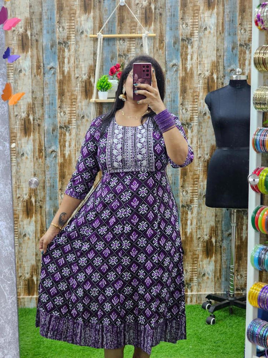 Purple abstract Anarkali abak89