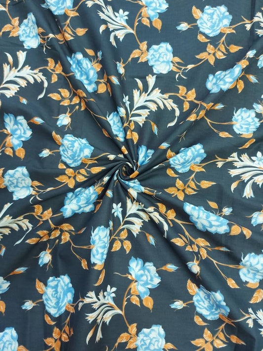 Dark Blue Floral Print