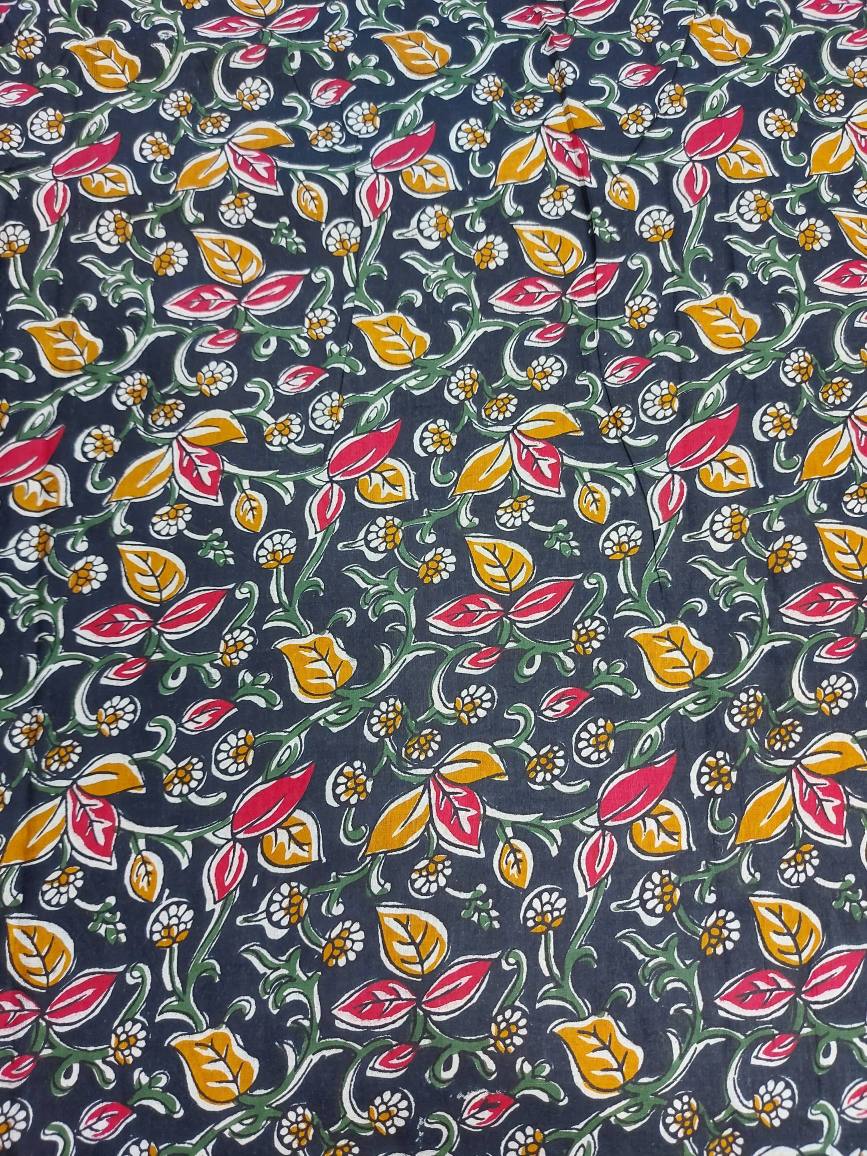 Black Floral Cotton Fabric