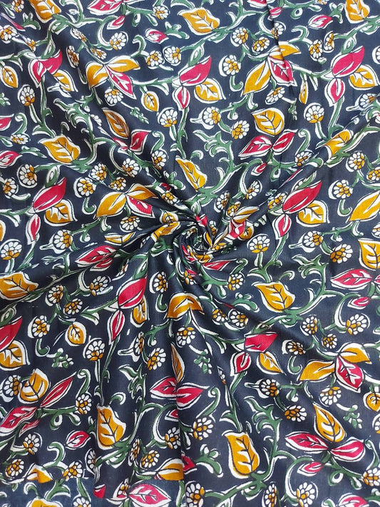 Black Floral Cotton Fabric