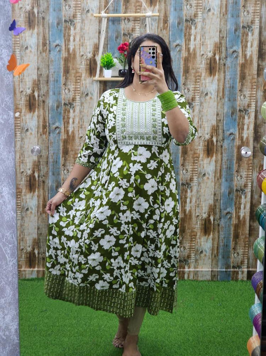 Green Shade Floral Anarkali abak98