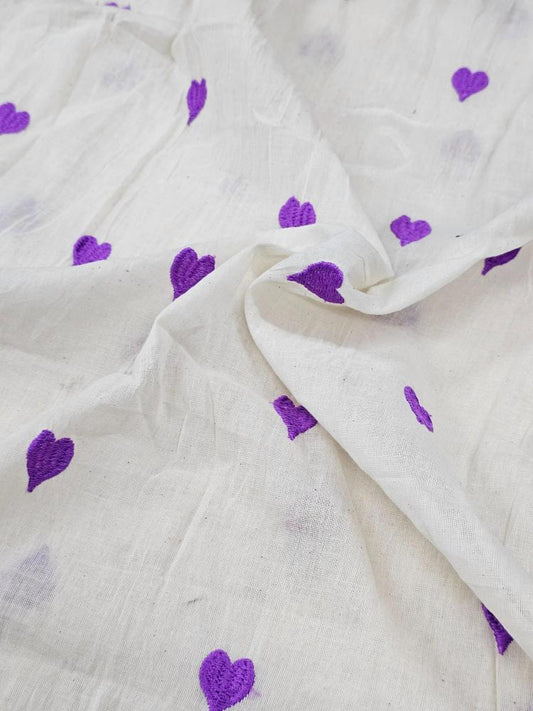 Purple Heart Embroidery Fabric