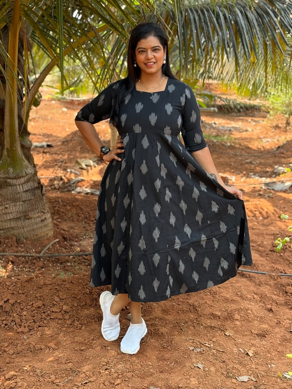Black Ikkat Dress ABK1