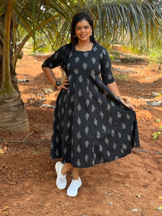 Black Ikkat Dress ABK1