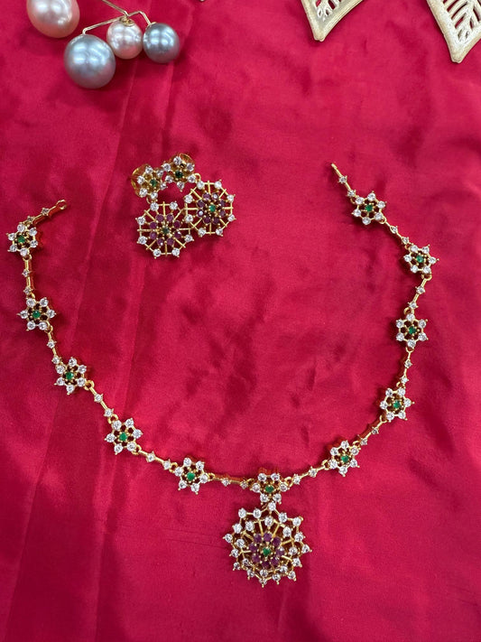 Gold Lookalike Necklace with Earring abj43